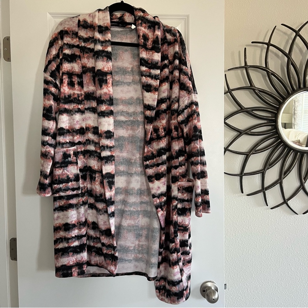PinkBlush Tie Dye Long Line Cardigan